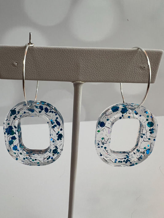 Blue Glitter Resin Earrings |Teardrop Earring | Gift for Her | Handmade