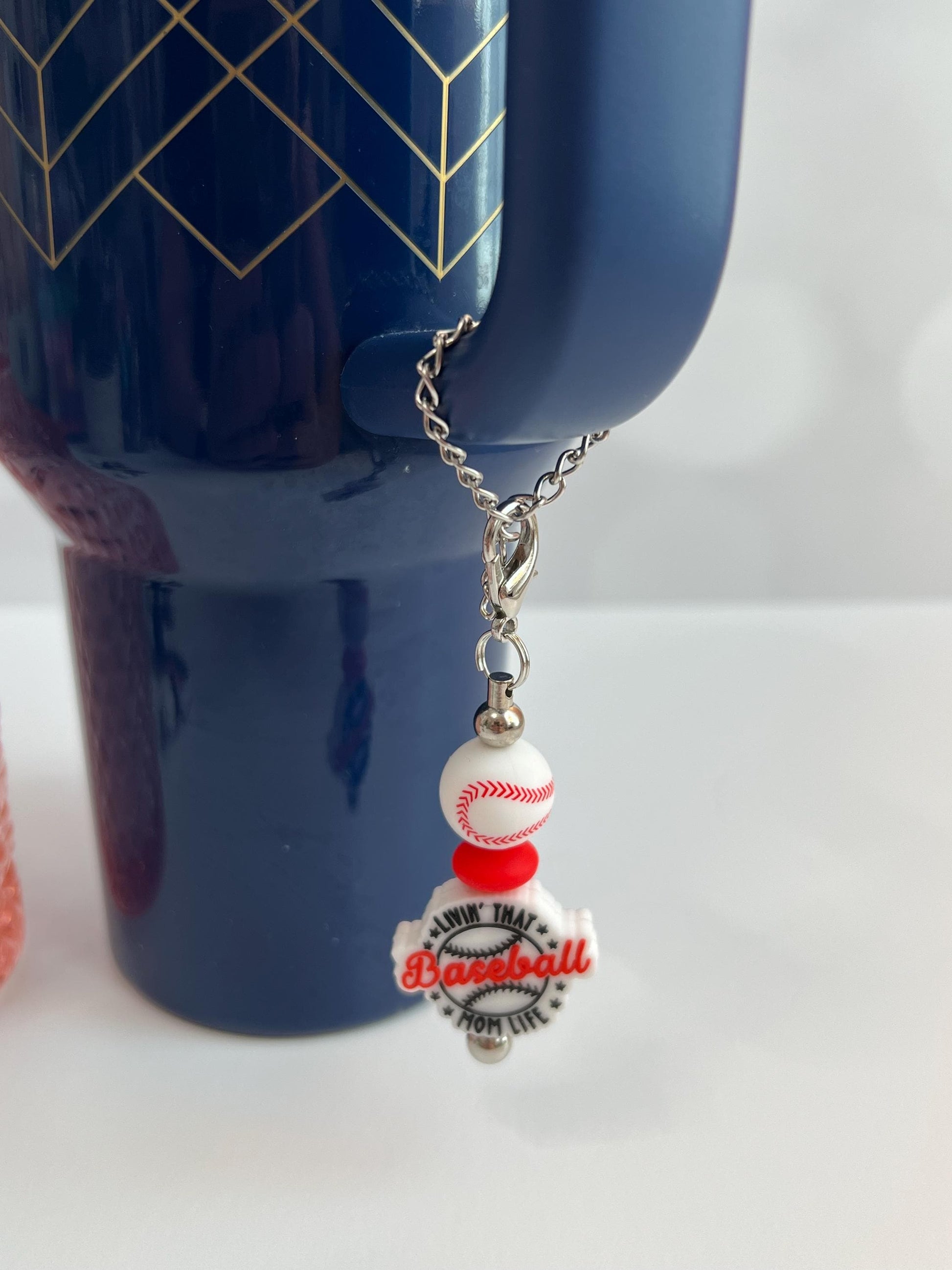 Sports Mom Cup Charm: Baseball, Hockey, Track, Band - Tumbler, Bag Accessory