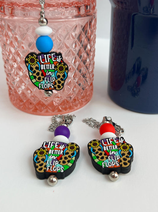 Life Is Better in Flip Flops Charm: Stanley/Bogg Bag Accessory