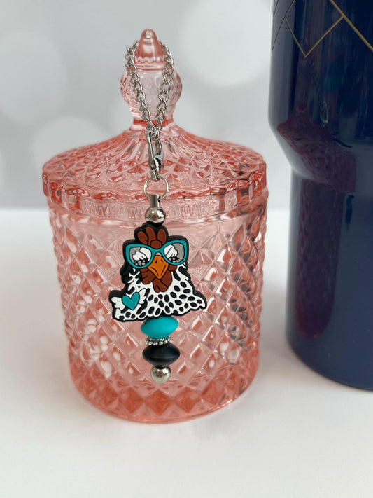 Chicken with Glasses Stanley/Bogg Accessory: Tumbler/Bag Charm