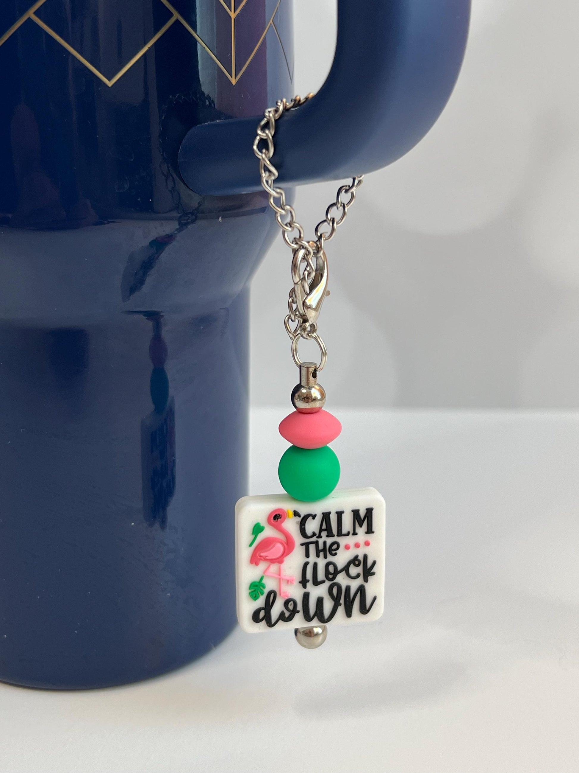Flamingo Tumbler Charm: Bag, Backpack, Purse Accessory
