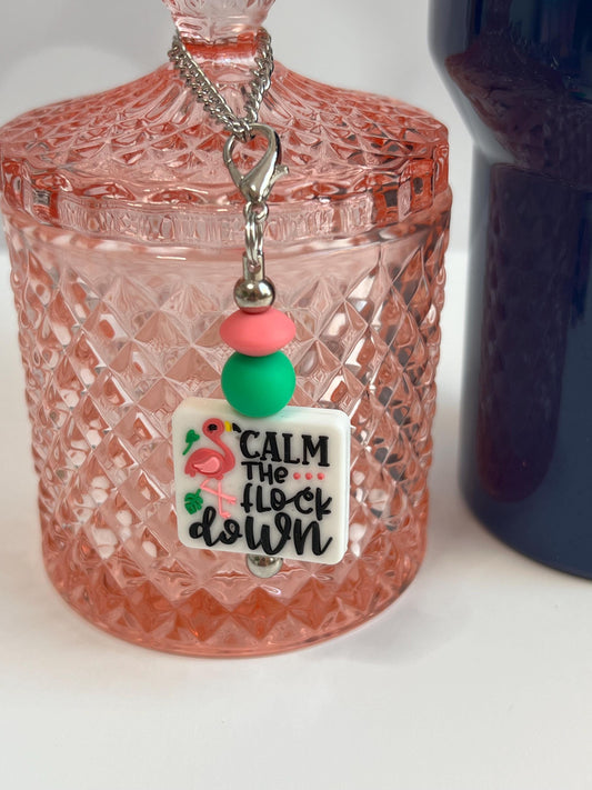 Flamingo Tumbler Charm: Bag, Backpack, Purse Accessory