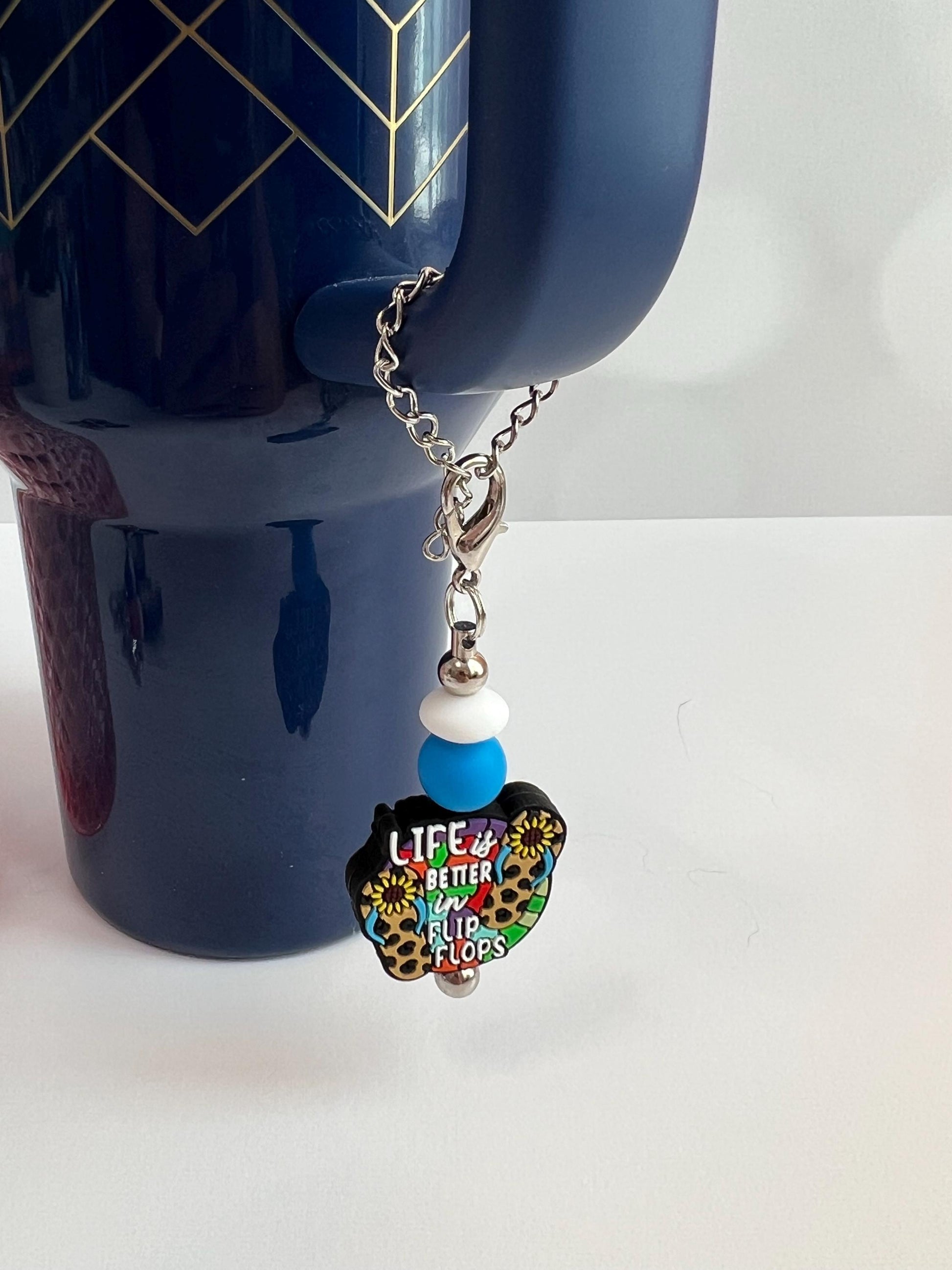 Life Is Better in Flip Flops Charm: Stanley/Bogg Bag Accessory