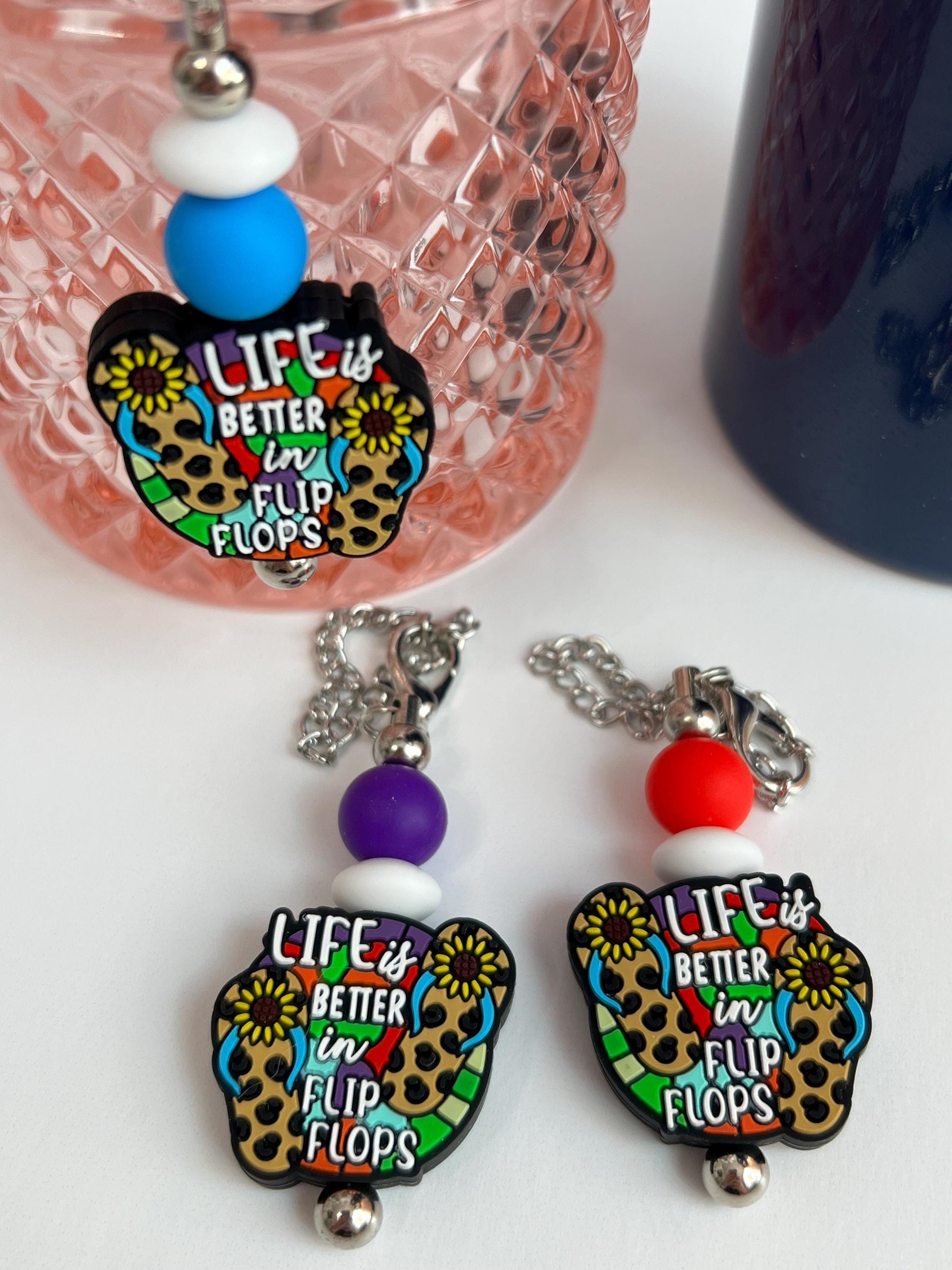 Life Is Better in Flip Flops Charm: Stanley/Bogg Bag Accessory