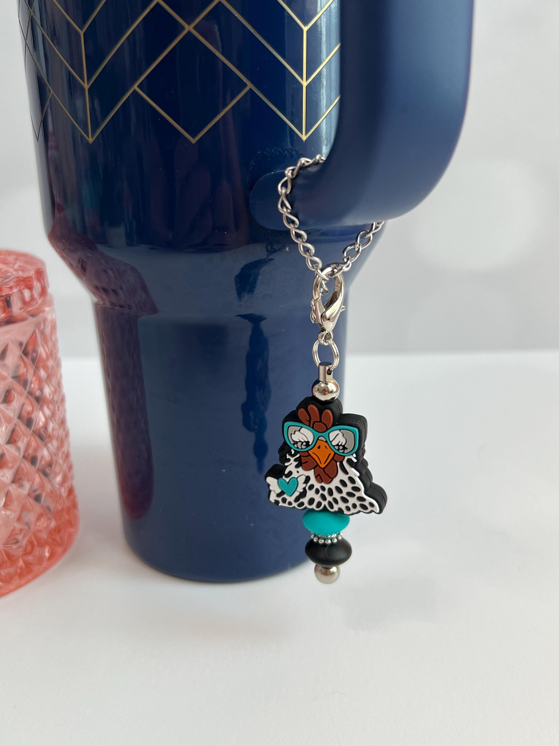Chicken with Glasses Stanley/Bogg Accessory: Tumbler/Bag Charm