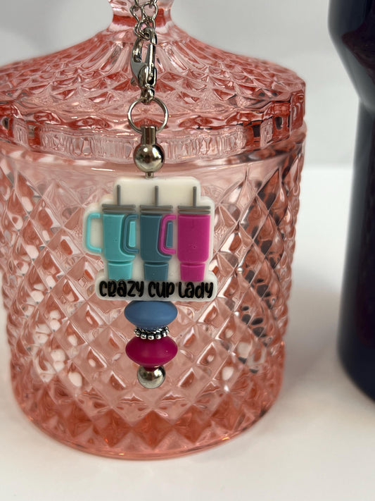 Crazy Cup Lady Tumbler Charm: Bag, Backpack, Purse Accessory