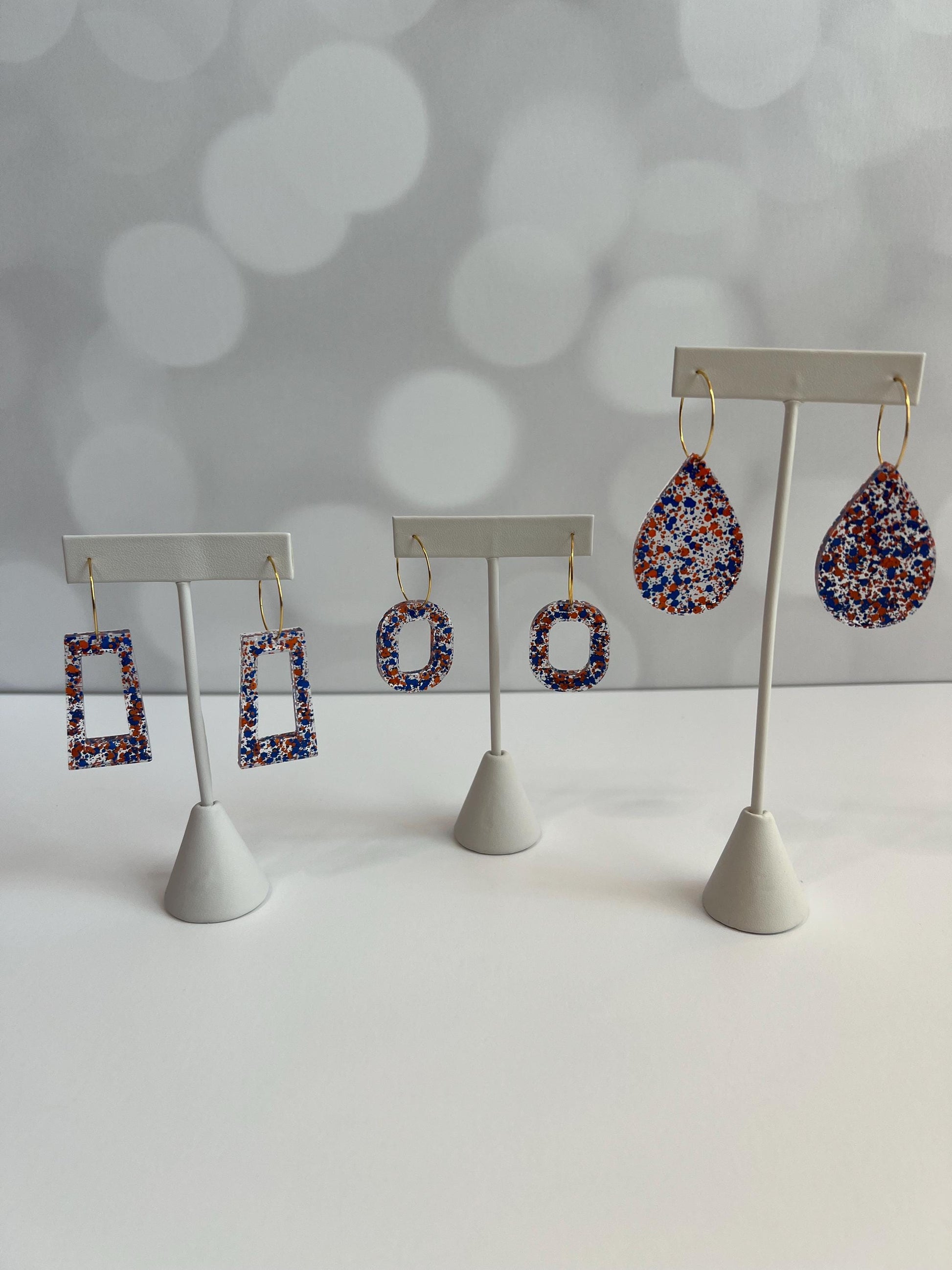 Orange and Blue Glitter Resin Earrings | Florida Gators | Teardrop Earring | Square Earring
