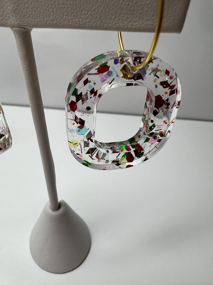 Red/Green/Gold Glitter Resin Earrings | Christmas | Teardrop Earring | Square Earring | Rectangle Earring