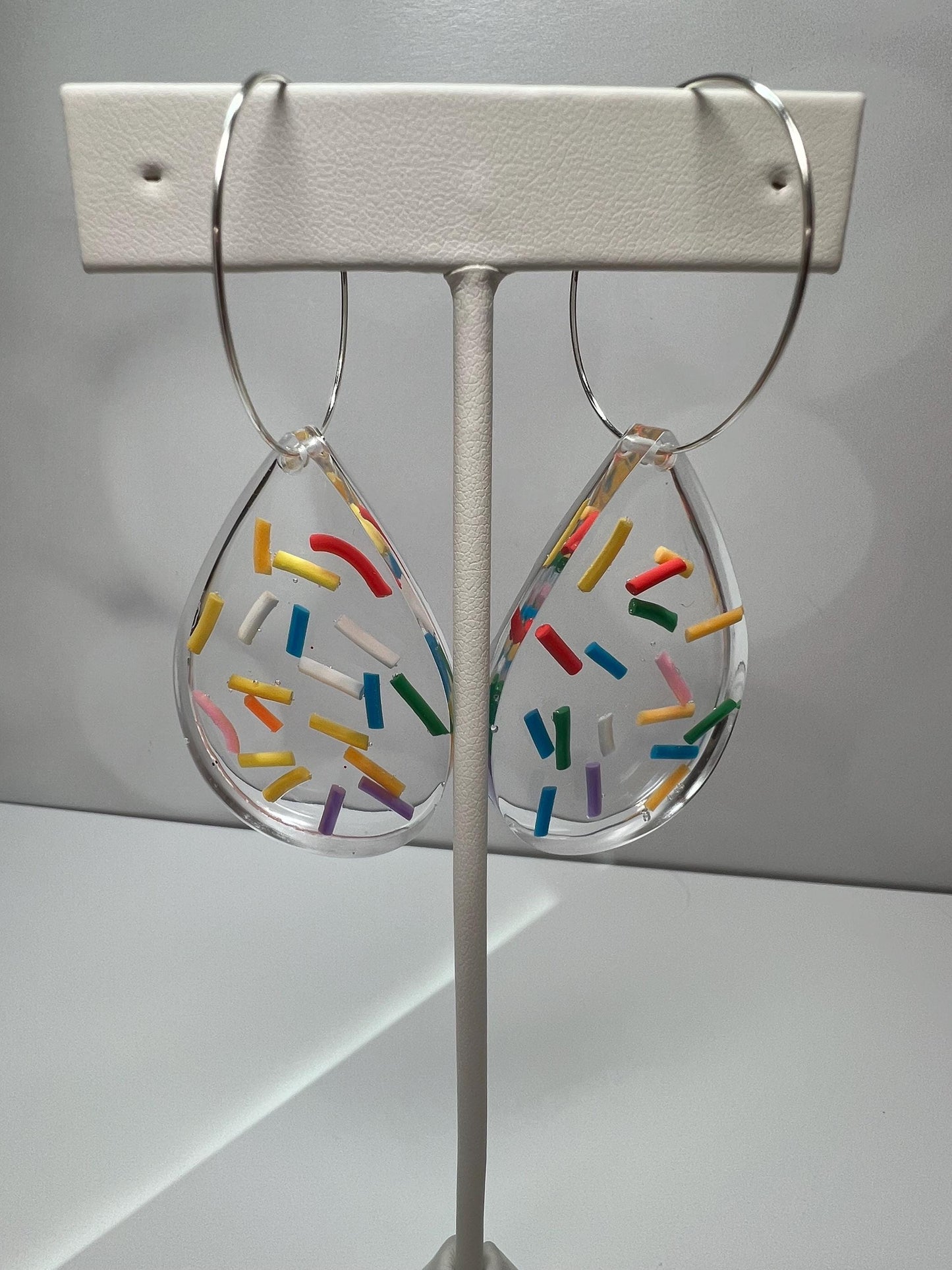 Sprinkle Glitter Resin Earrings | Teardrop Earring | Square Earring | Rectangle Earring