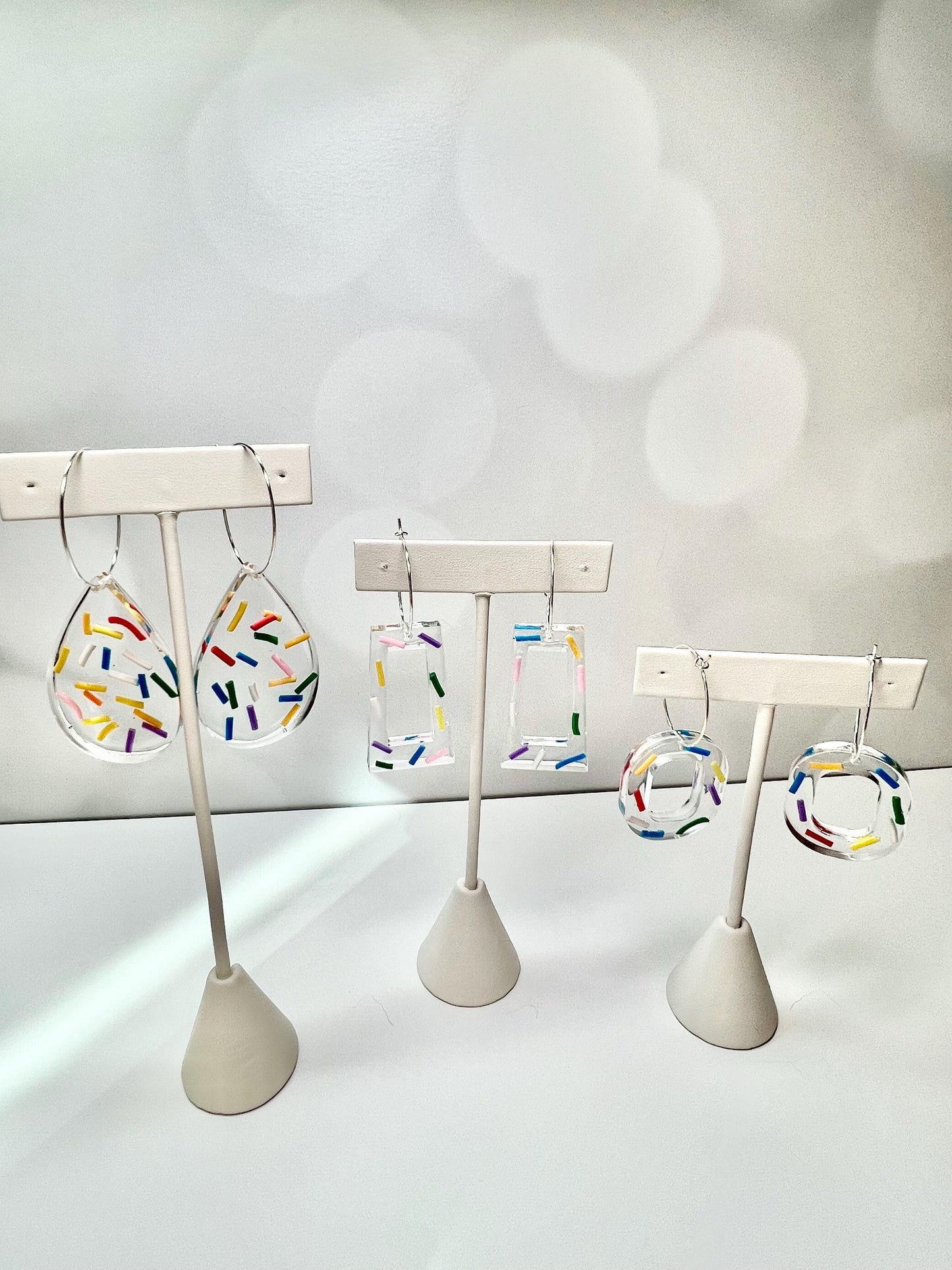 Sprinkle Glitter Resin Earrings | Teardrop Earring | Square Earring | Rectangle Earring