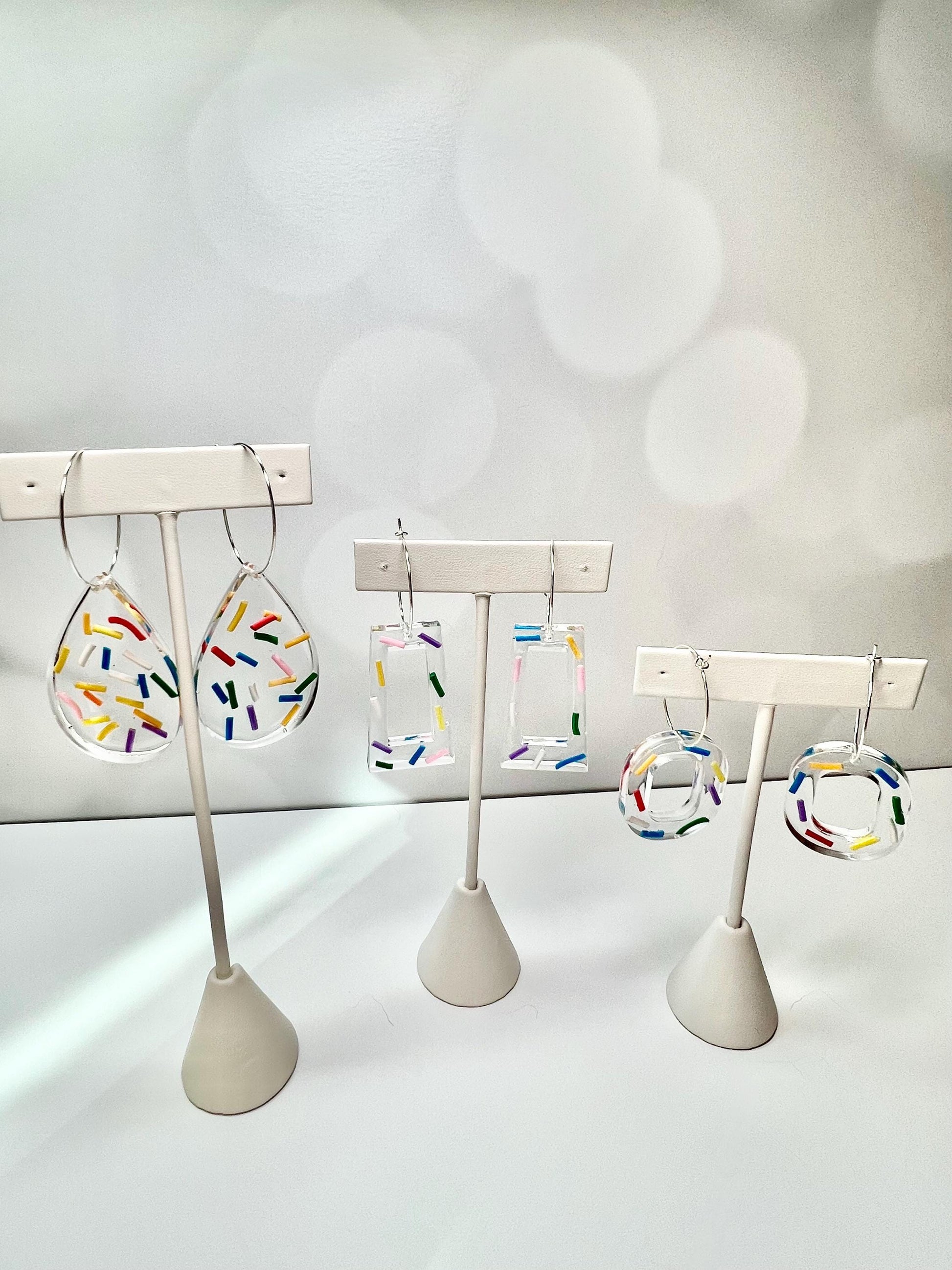 Sprinkle Glitter Resin Earrings | Teardrop Earring | Square Earring | Rectangle Earring