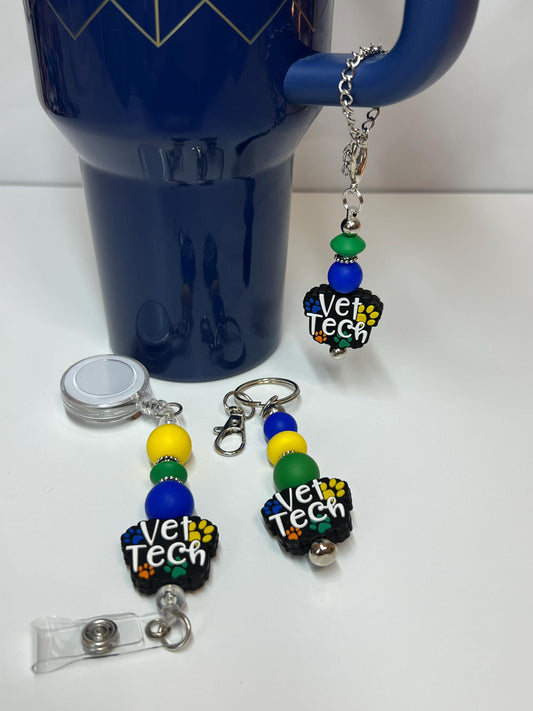 Vet Tech - Badge Reel, Keychain, Tumbler/Bag Charm - Stanley, Bogg, Gift, Medical