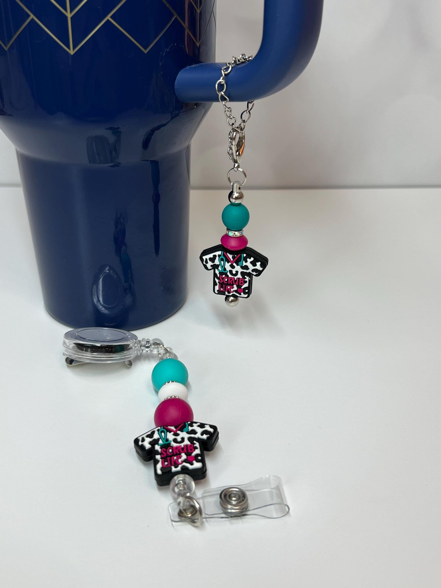 Scrub Life - Badge Reel, Tumbler/Bag Charm - Stanley, Bogg, Gift, Medical