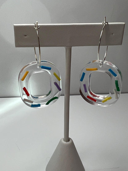 Sprinkle Glitter Resin Earrings | Teardrop Earring | Square Earring | Rectangle Earring