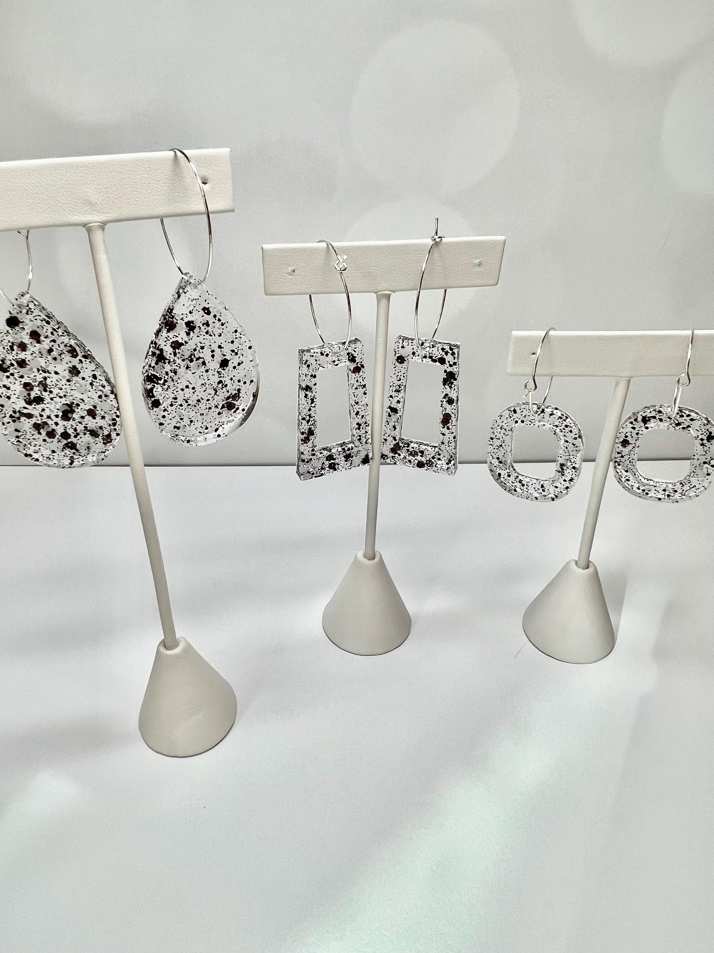 Composition Book Glitter Resin Earrings | Black & White | Teardrop Earring | Square Earring | Rectangle Earring