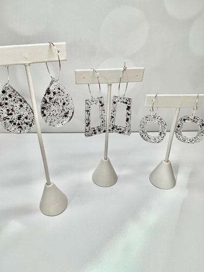 Composition Book Glitter Resin Earrings | Black & White | Teardrop Earring | Square Earring | Rectangle Earring