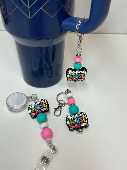 Registered Nurse - Badge Reel, Keychain, Tumbler/Bag Charm - Stanley, Bogg, Gift, Medical
