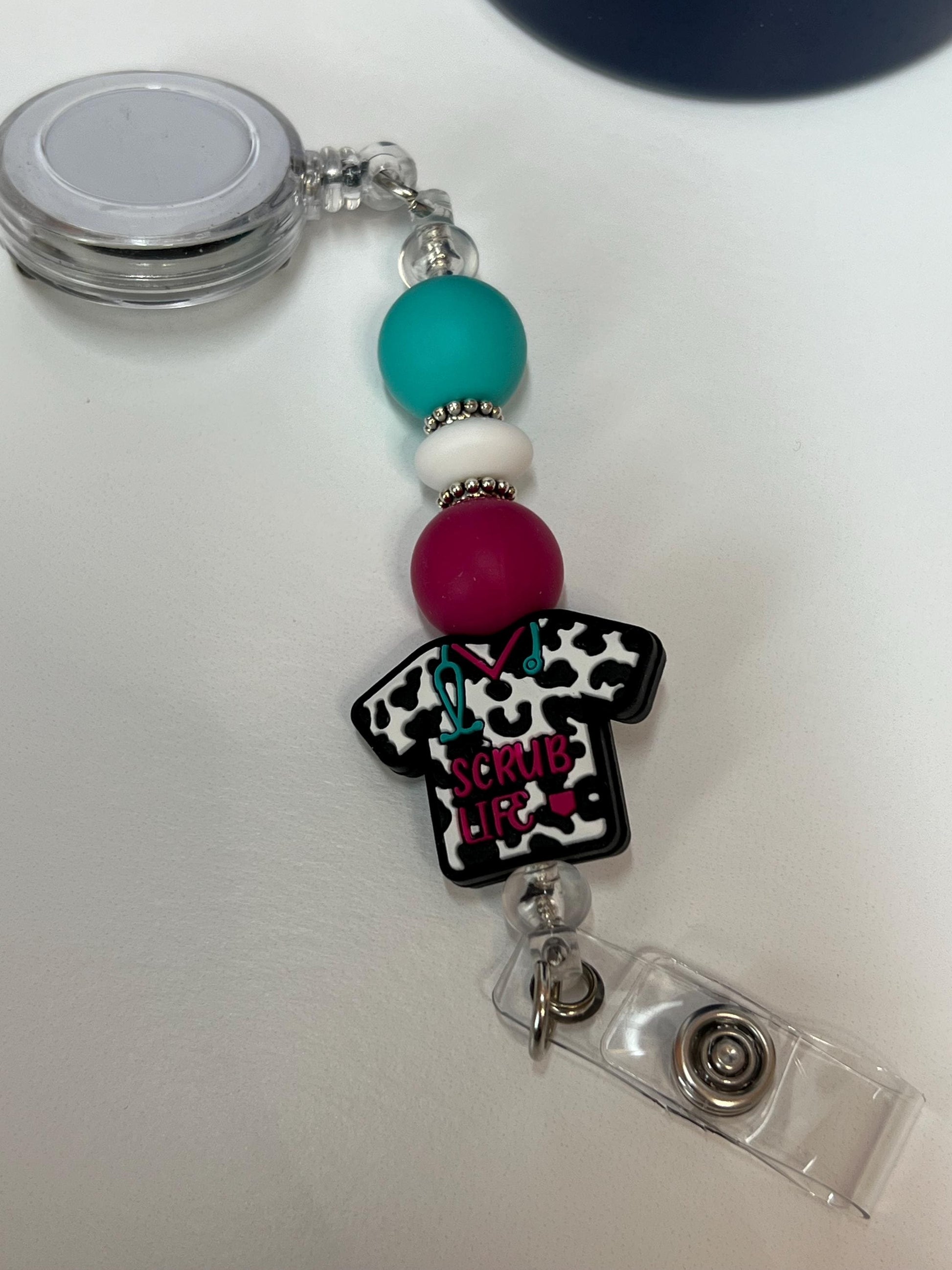 Scrub Life - Badge Reel, Tumbler/Bag Charm - Stanley, Bogg, Gift, Medical