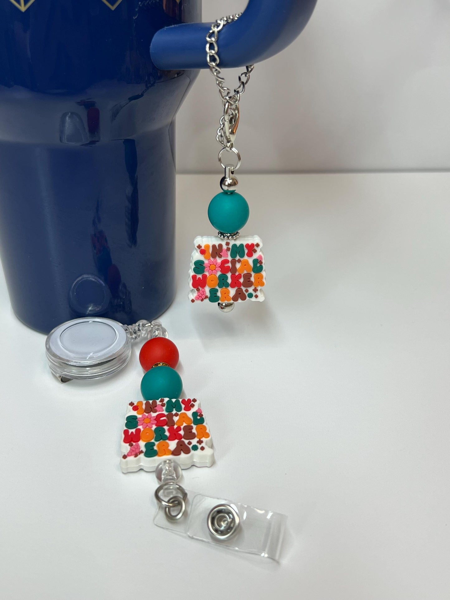 Social Worker Era - Badge Reel, Tumbler/Bag Charm - Stanley, Bogg, Gift, Medical