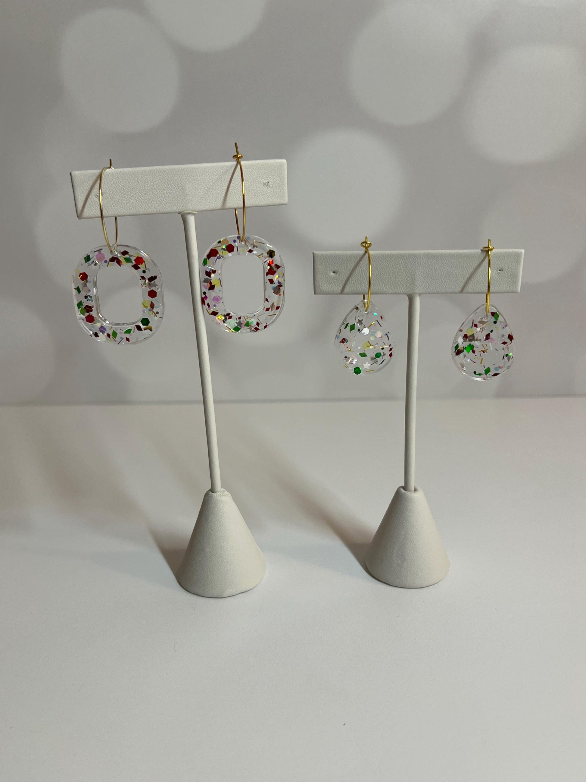Glitter Resin Earrings | Handmade Red & Green Jewelry | Christmas