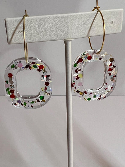 Glitter Resin Earrings | Handmade Red & Green Jewelry | Christmas
