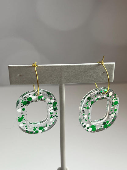 Glitter Resin Earrings | Green Jewelry | Christmas | St. Patrick's