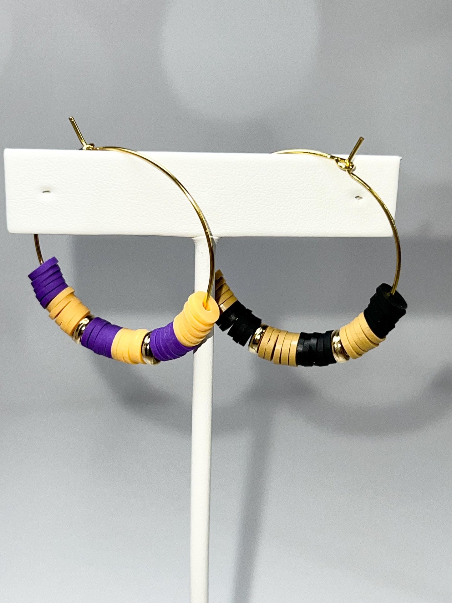School Colors - Hoop Earrings - Hand assembled - College, High School, University