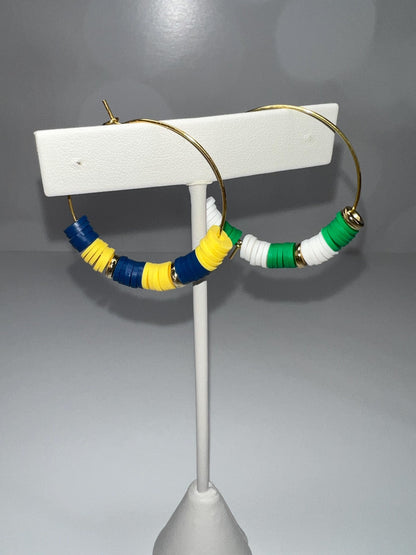 School Colors - Hoop Earrings - Hand assembled - College, High School, University