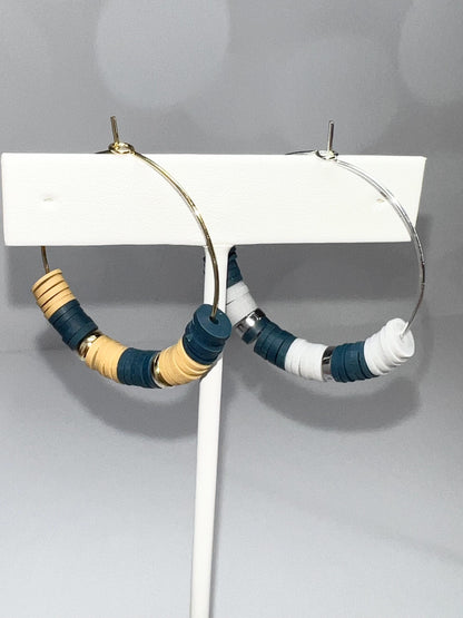 School Colors - Hoop Earrings - Hand assembled - College, High School, University