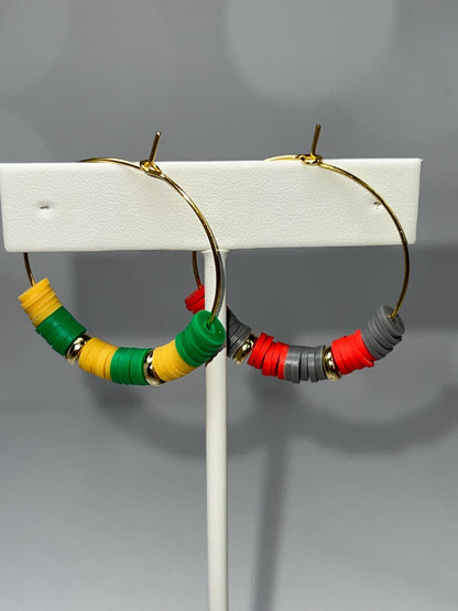 School Colors - Hoop Earrings - Hand assembled - College, High School, University