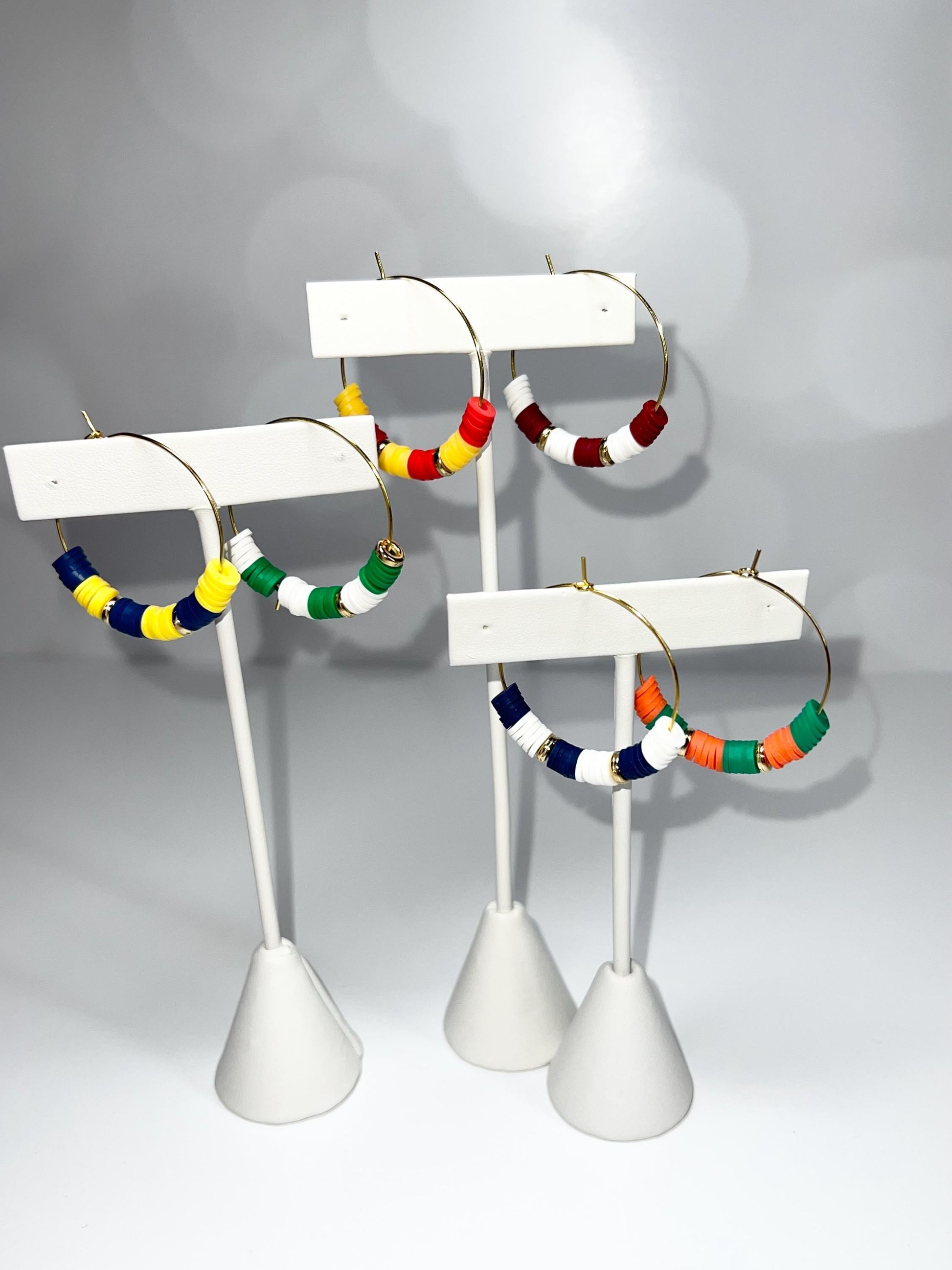 School Colors - Hoop Earrings - Hand assembled - College, High School, University