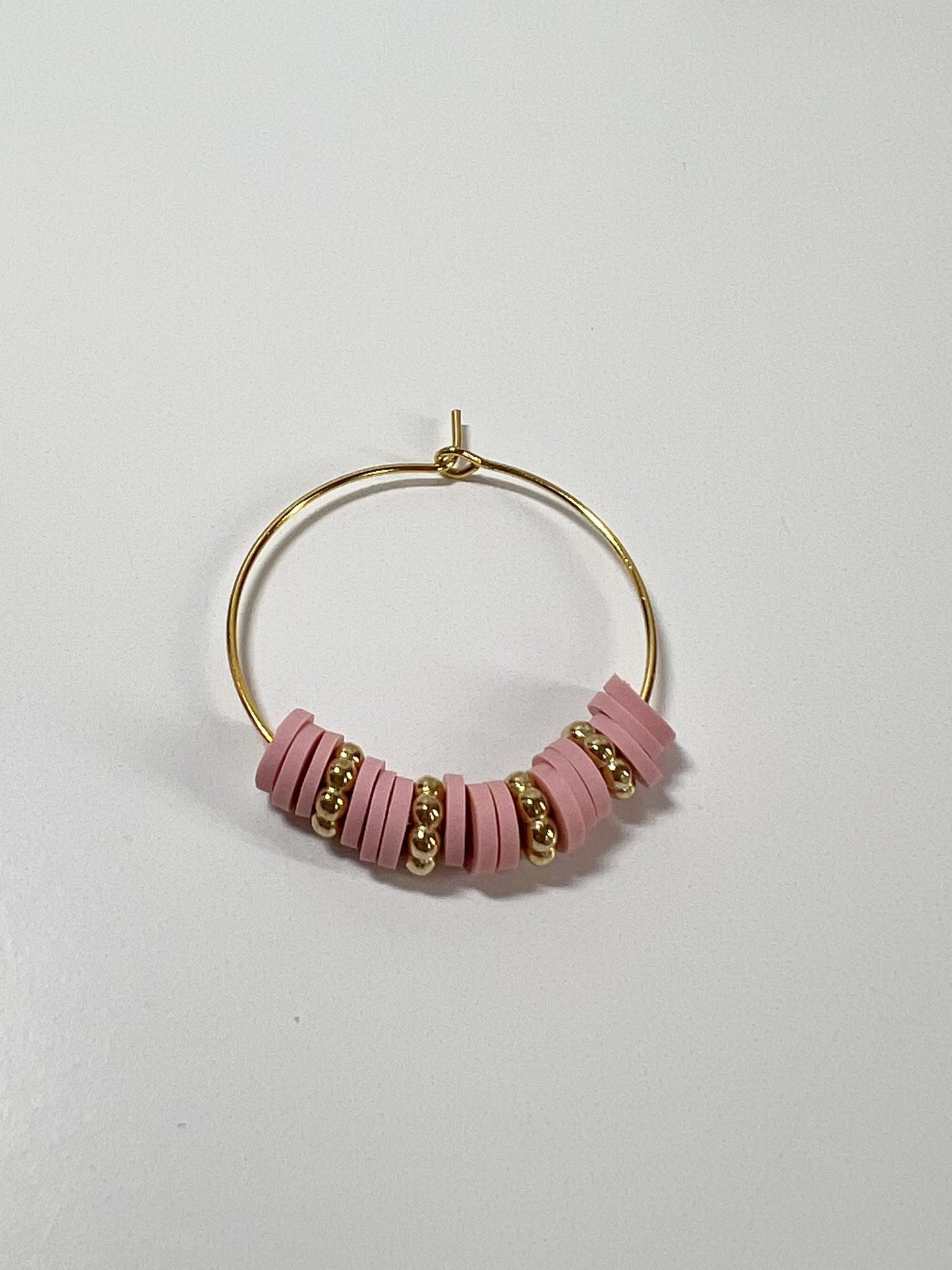 Hoop Earrings - Hand assembled with heishi beads - gold