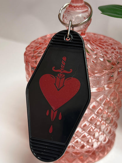 Heart and Dagger Motel Keychain