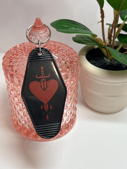 Heart and Dagger Motel Keychain