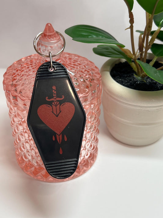 Heart and Dagger Motel Keychain