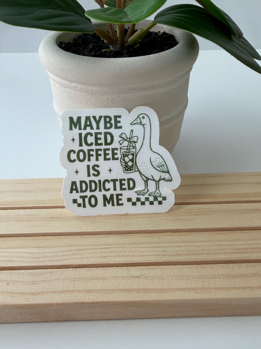 Iced Coffee sticker- water-resistant, water bottles, laptop, kindle, mug